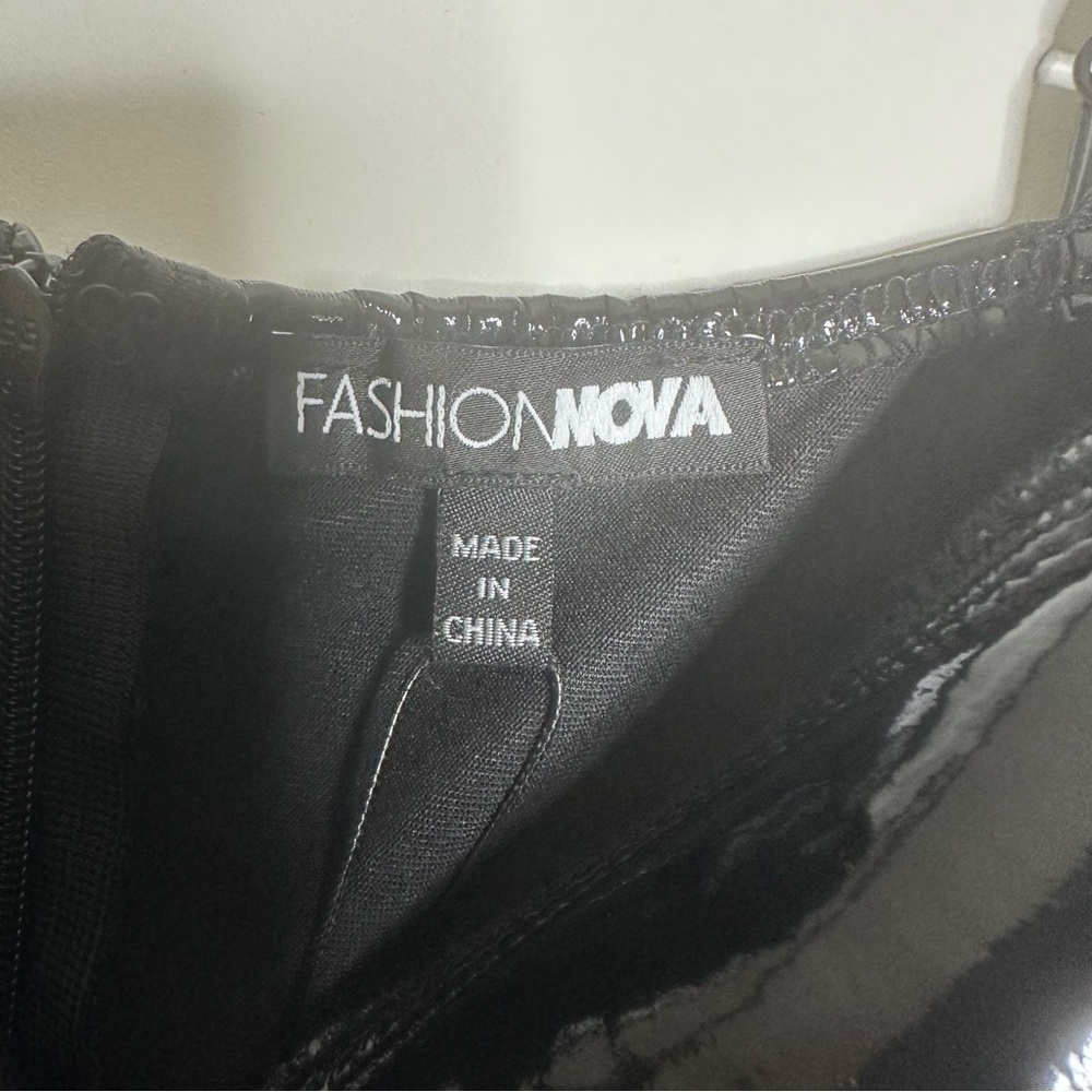 Fashion Nova just my luck black latex jumpsuit - Picture 2 of 4